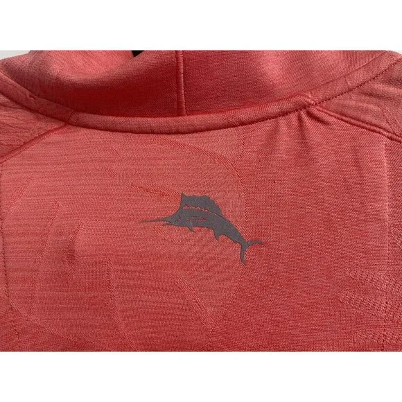 Tommy Bahama Mens Large Delray Frond Lightweight Half Zip Pullover Dubarry Coral - Picture 6 of 9